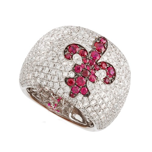 Bague or blanc fleur de lys