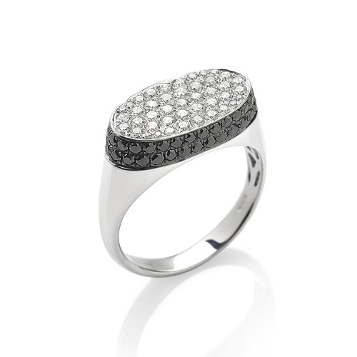 Bague ovale or blanc diamants